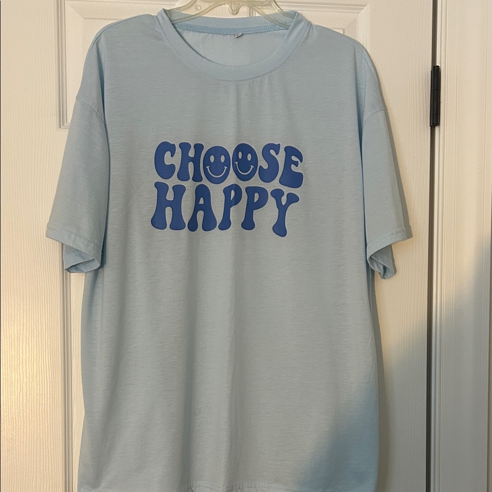 Light Blue 'Choose Happy' T-Shirt
